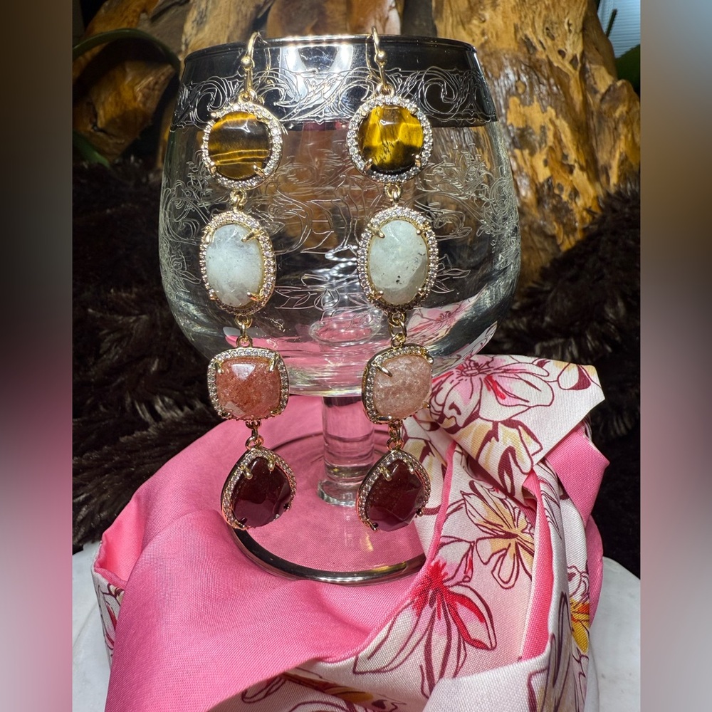 Elegant Multi-Stone Gemstone Earrings
